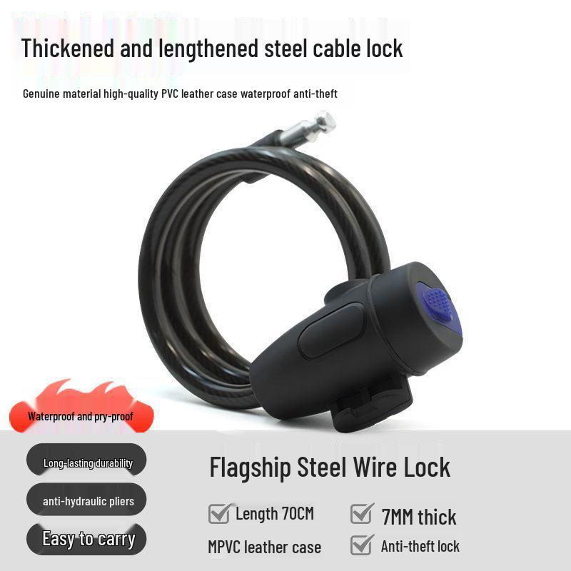 Portable Anti-theft Bicycle Combination Lock - Mountain Bike Steel Cable Flagship Key Model - 70cm [No Lock Bracket]