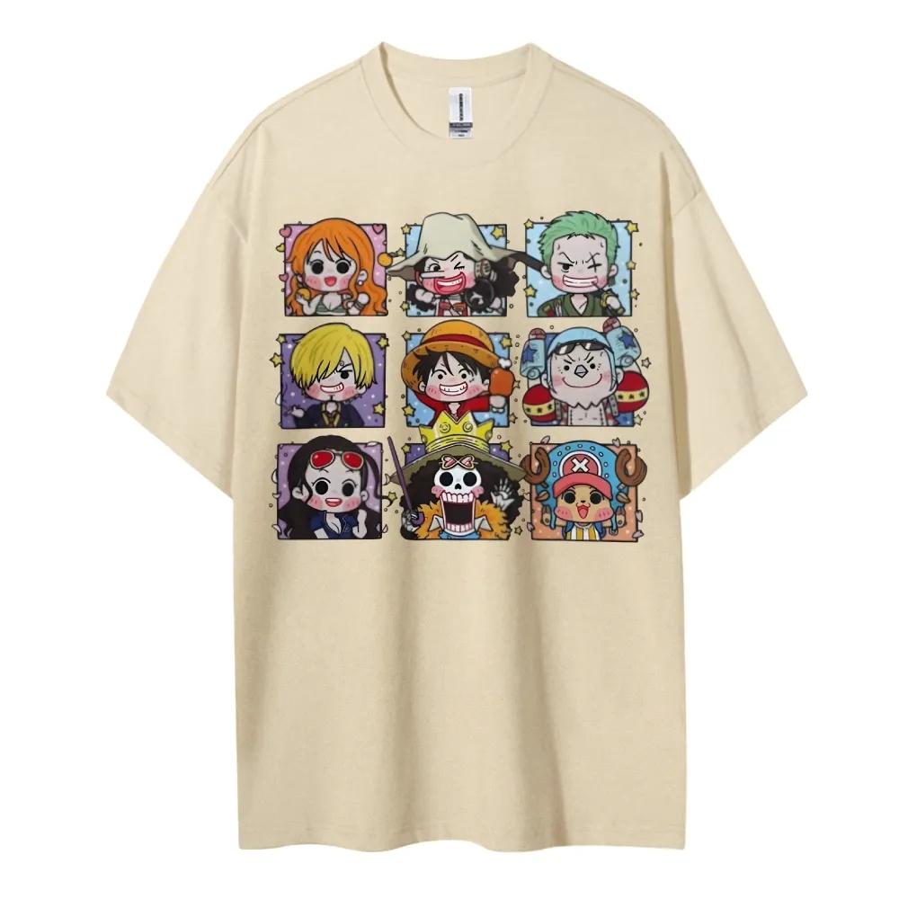ONE PIECE Peripheral Products Mens Oversized Tshirt Street Version Mens and Womens Summer Casual Trendy Brand Top Colthing
