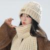 Thick Warm Wrap Hat & Scarf Warm Set Acrylic Blended Cashmer Keep Warm Cap  For Travel Outdoor