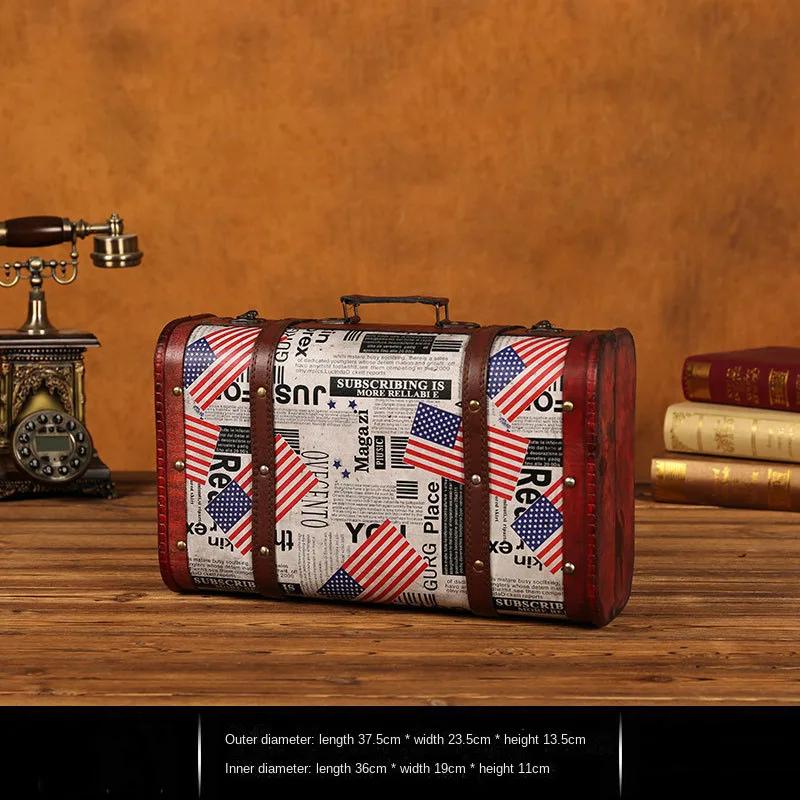 Cutie de depozitare antică din lemn Valisă vintage medievală Cufă de comori Coliere Organizator de bijuterii Cutie cadou cu blocare Cutie foto mare