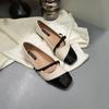 2025 Spring New Square Head Soft-soled Bow Shallow Mouth Ballet Niche Flat-soled Doudou Women's Single Shoes Commuter Work Shoes