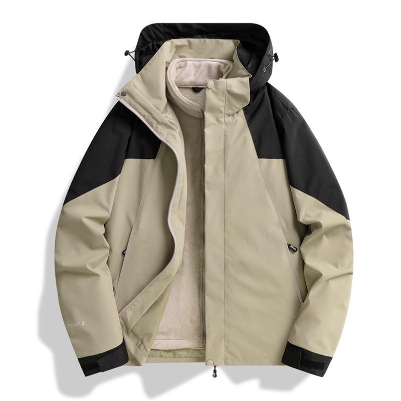 

Унисекс Ветрозащитный Зимний Набор Куртки 3-в-1 для Активного Отдыха, Съемный и Универсальный для Пеших Прогулок и Пар Men s Khaki