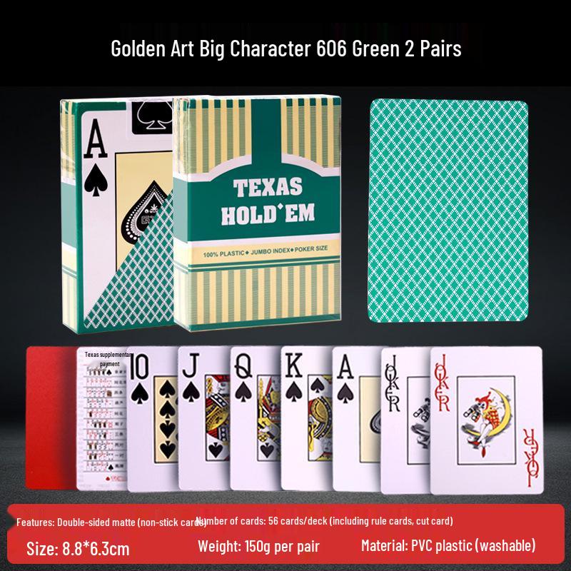Gold Art 606 Waterproof Texas Hold'em Poker Cards, Large Font, Durable and Washable
