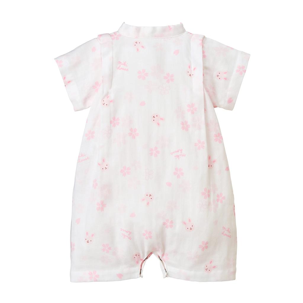 MIKI HOUSE Jinbei Short Made In for Boys and Baby Size S Romper, Sleeve, Japan, Gauze, Girls, Newborn, Baby, Kids, Clothes, (60-70cm), Pink,