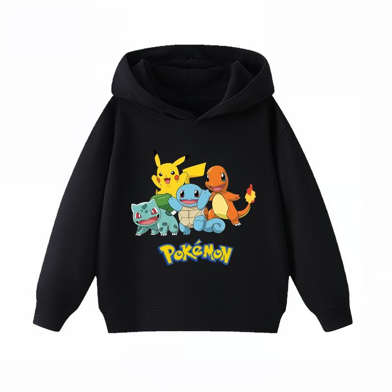 

Potdemiel Cute Pikachu Print Children s Hoodie, Boys and Girls Clothing, Autumn and Winter Warm Children s Hoodie Sweatshirt 100 чёрный