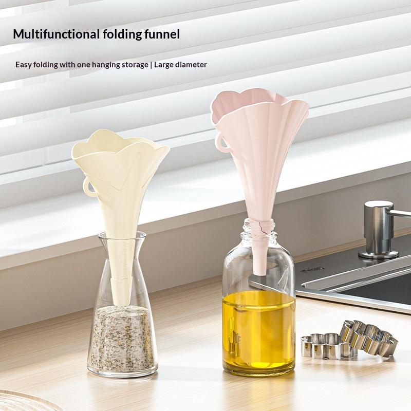 Collapsible Silicone Kitchen Funnel Food Grade Oil Filling Flower Pourer Container for Seamless Liquid Transfer