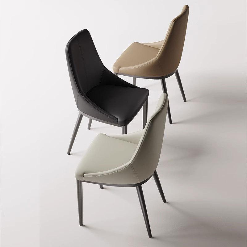 Modern PU Leather Dining Chairs with Metal Legs Restaurants Hotels Chairs Coffee Shop Backrests Comfortable Vintage Sofa Chairs