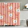 Pink Bunny Heart Shower Curtain Cute Animal Print Bathroom Decor