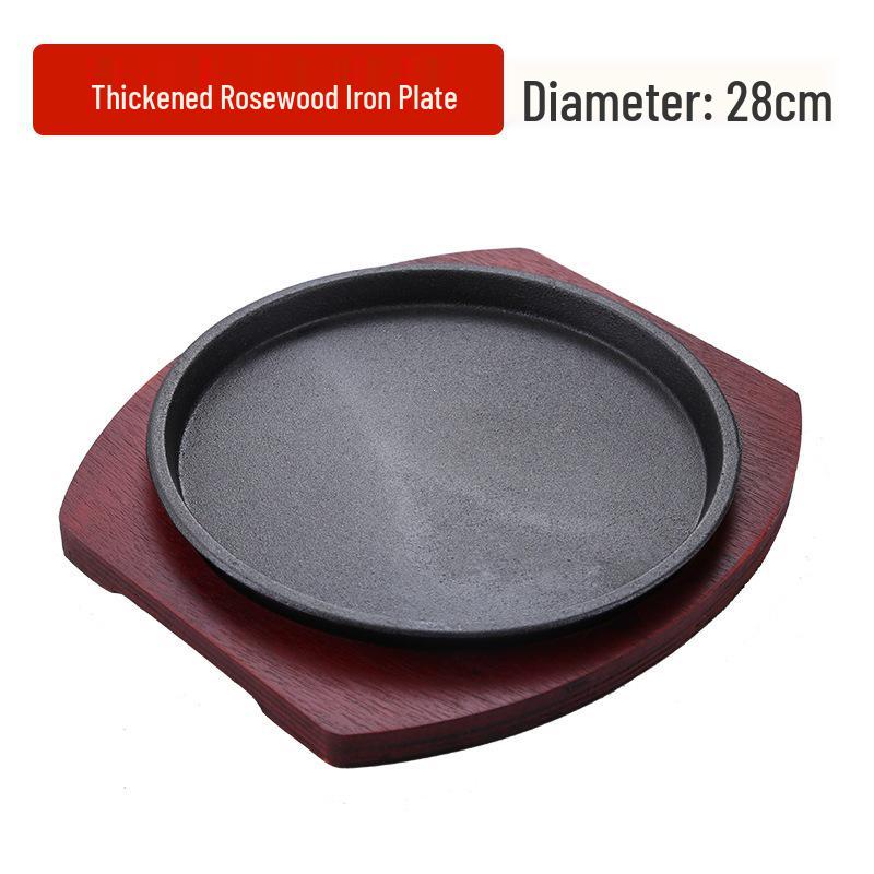 Commercial Cast Iron Round Griddle Pan for BBQ and Gas Grill - Rectangular Steak Plate