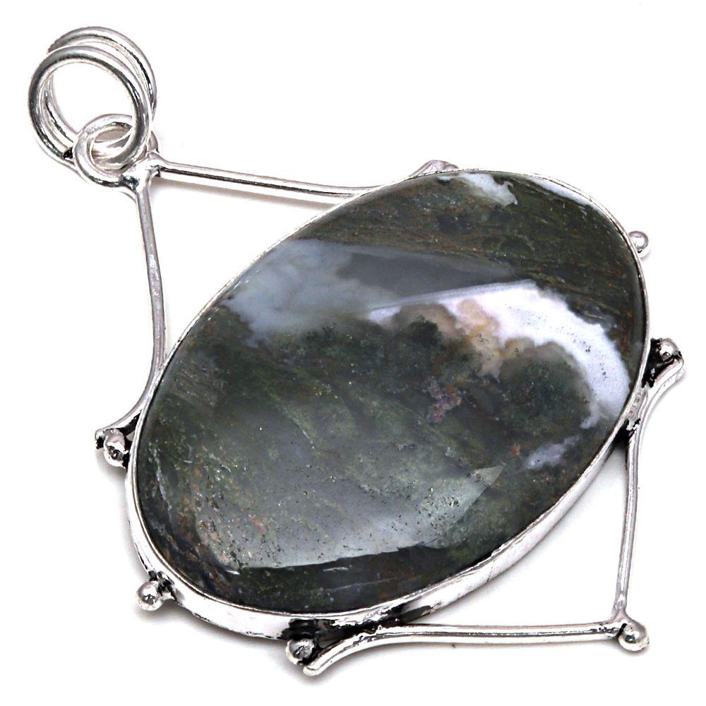 

Pendant Moss Agate Gemstone Handmade Mother s Day Gift Silver Jewelry 2.25