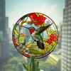 Retro Colorful Hummingbird Iris Window Glass Electrostatic Sticker Detachable Decorative Film Home Decoration