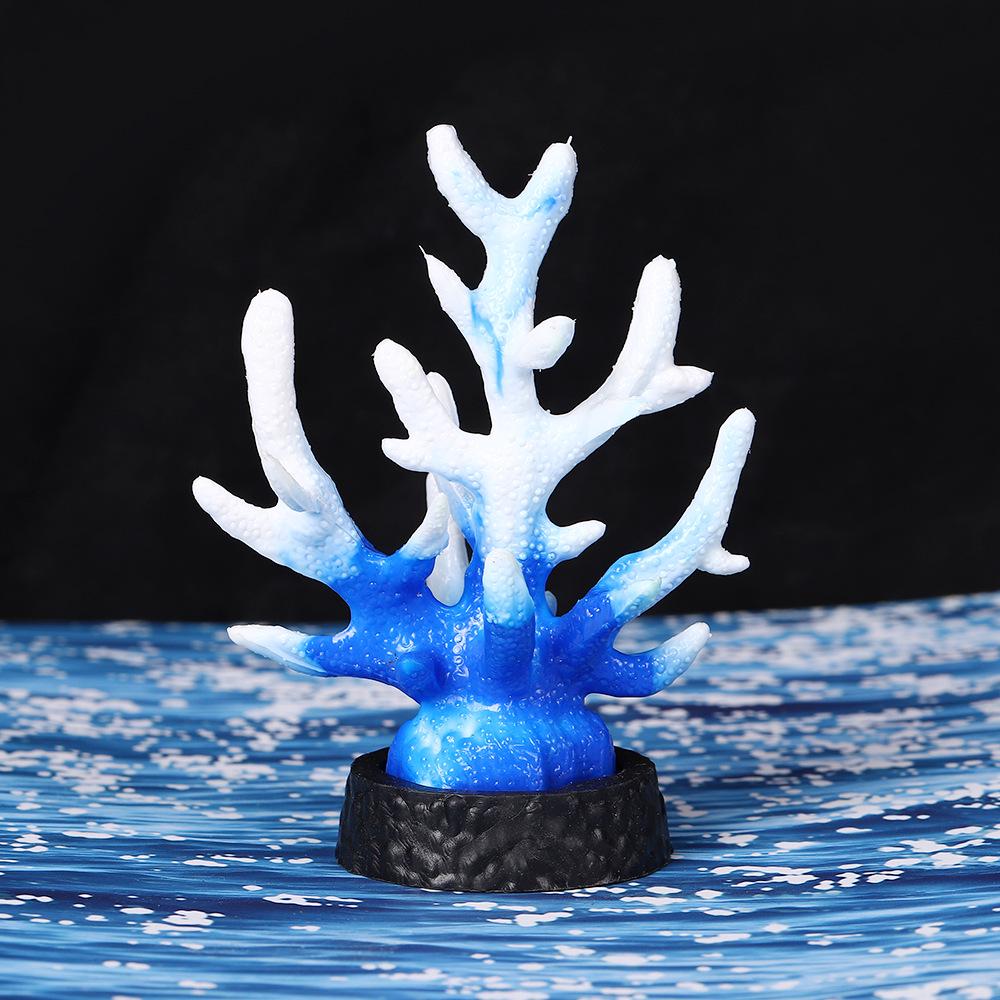 Ornamental Coral Fish Tank Decor: Ironwood Branch with Artificial Plants for Saltwater Aquarium Scenery