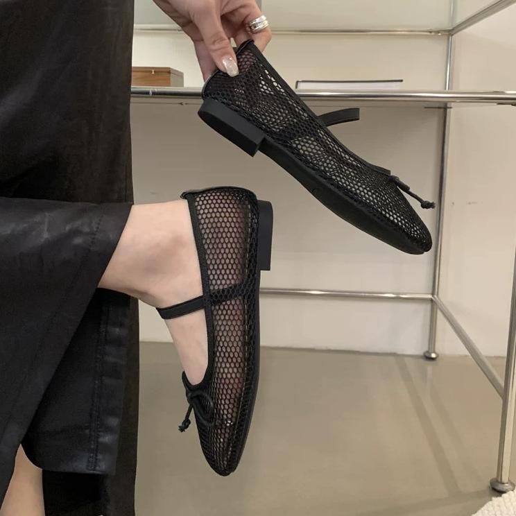 Fashion 2025 New Luxury Spring/Summer Women Mesh Hollow Elastic Band Flat Bottom Non Slip Casual Shoes Flat Bottom Shoes