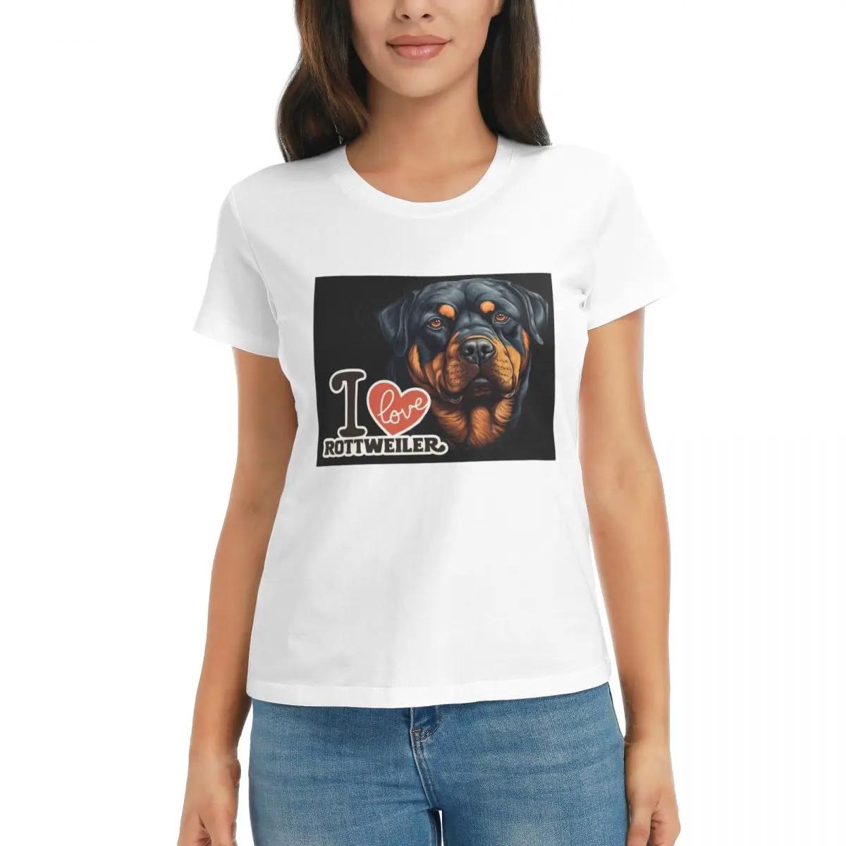 

Women TShirt Rottweiler Dog Summer Short Sleeve Tees ONeck Cotton T Shirts Clothes Tops Streetwear S
