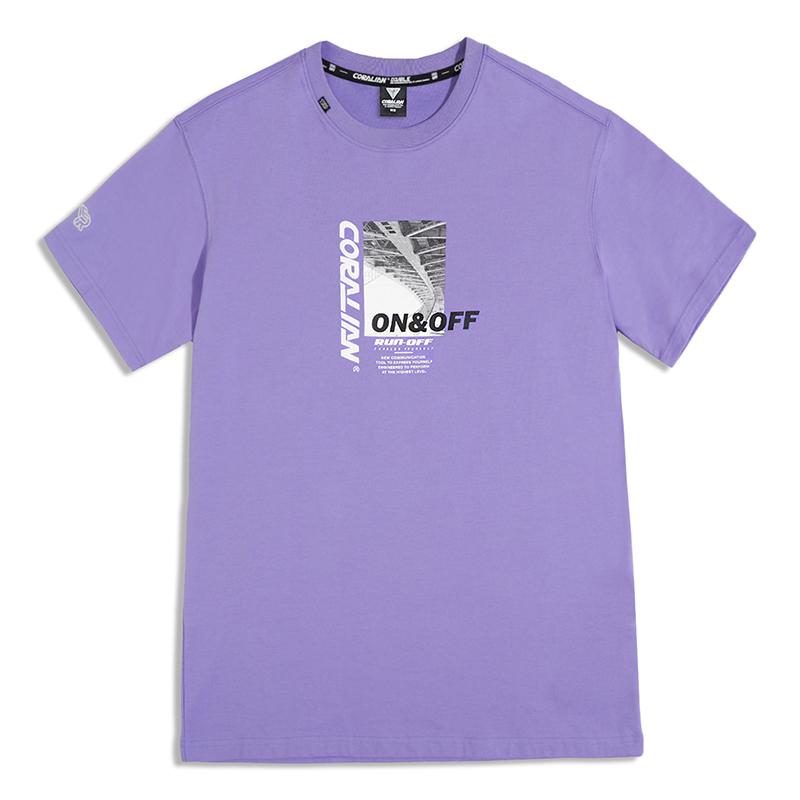 CORALIAN Runoff Street Short Sleeve Cotton T-Shirt Purple