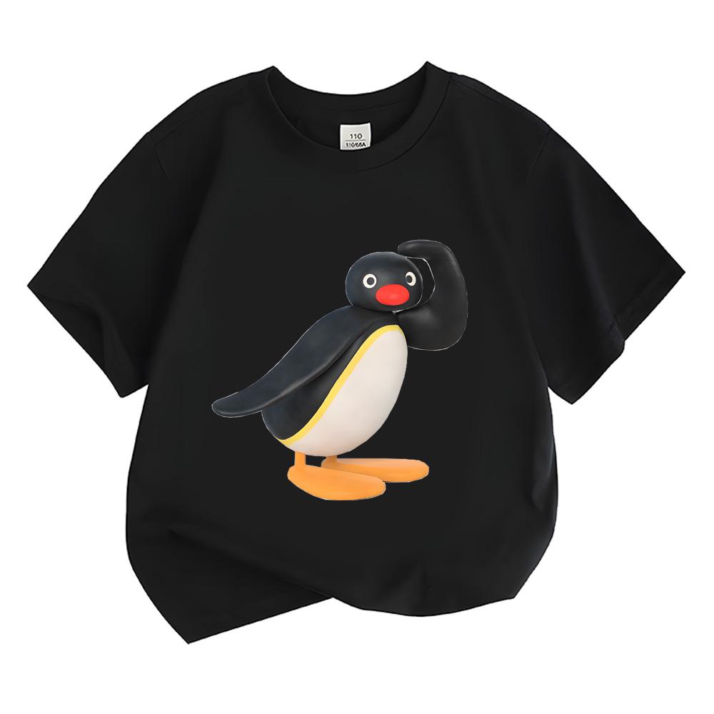 T-shirt Pingu kawaii Boys Girls Kids Clothing Hip Hop Tops Short Sleeves Sports Fashion Streetwear Manga/Comic Tees Toddler