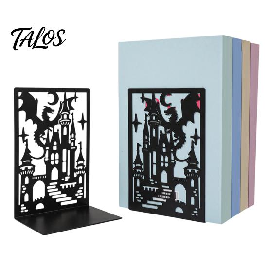Decorative Bookends 1 Pair Metal Dragon Bookends, Fantasy Castle Book Ends Texture for Shelves, Heavy Duty Gothic Holders Home Office Library