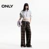 ONLY Women's 2025 Summer Retro Plaid Straight-Leg Pants