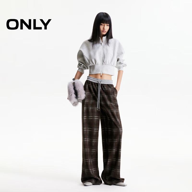 ONLY Women's 2025 Summer Retro Plaid Straight-Leg Pants