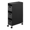 Yamazaki Industries (Yamazaki) [Completed Product with Casters Only] Storage Basket Wagon 3 Tiers Black Main Body: W16.6 X D43 X H58cm Tower Drawer