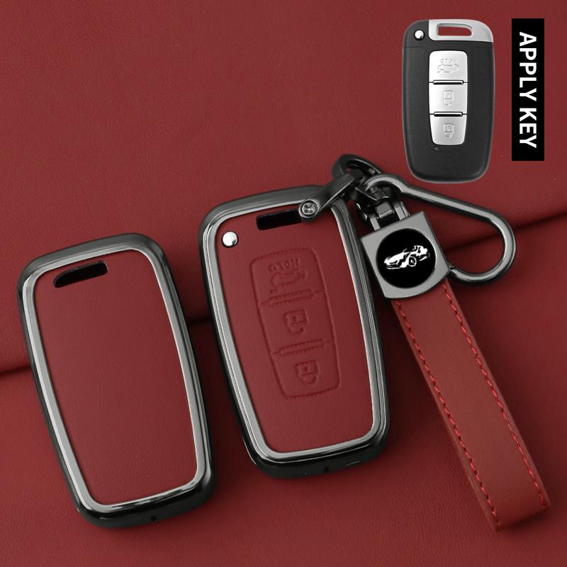Interior Mouldings 3 Buttons Car Zinc Alloy Key Case Cover For Hyundai IX35 Sonata 8 For Kia Forte Rio 3 K2 K3 K5 Sportage Keych