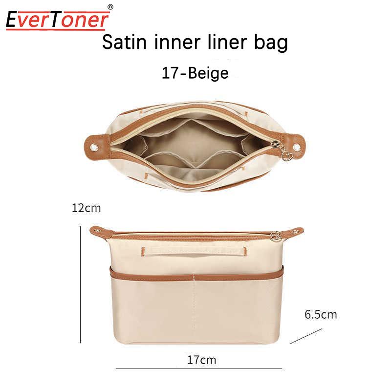 

EverToner Ultra-Light Satin Liner Insert bag for L & Goya Bags with Divided Pockets Inner Organizer Handbag Storage