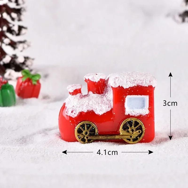 Christmas Party Home Decor Supplies Elk Snowman Sleigh Deer Car Micro Landscape Snow Decoration Locomotive Car Resin Crafts