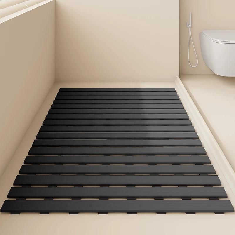 Toiletten-Bodenmatte Badezimmer Wasserdicht Entwässernd Rutschfest Matte Sturzfest Verdickt Toilette Für Zuhause Bad Fußmatte 43CM, 61CM schwarz