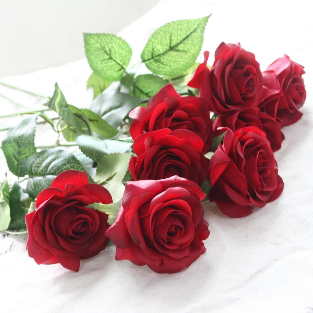 10Pcs Artificial Latex Roses Real Touch Flowers For Wedding Bridal Bouquet Home Decoration