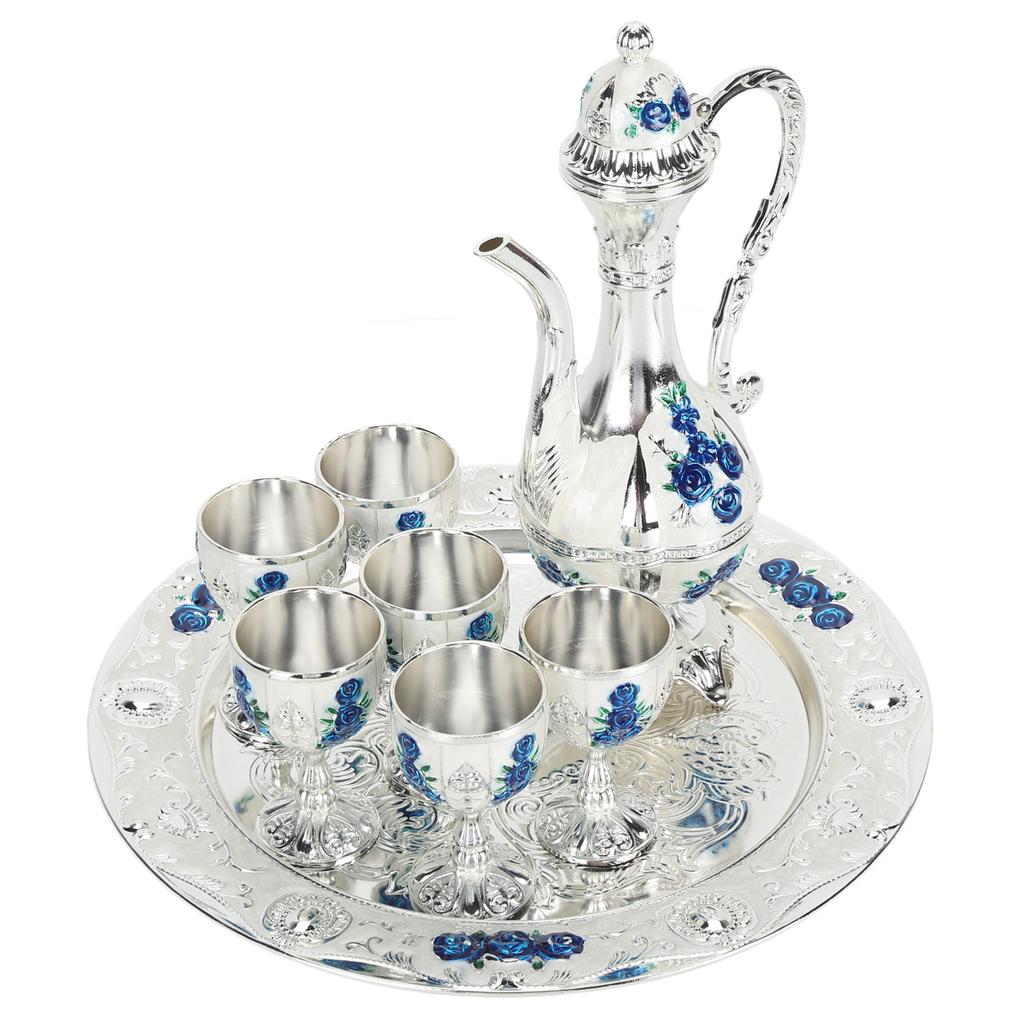 Alloy Wine Glass Pot Set Rustproof Exquisite Decorative Retro Metal Wine Glasses Pot Set for Home