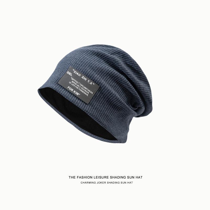 Autumn and winter thin plaid stack hat women's fashion versatile sports headscarf sweating solid color breathable cold hat men