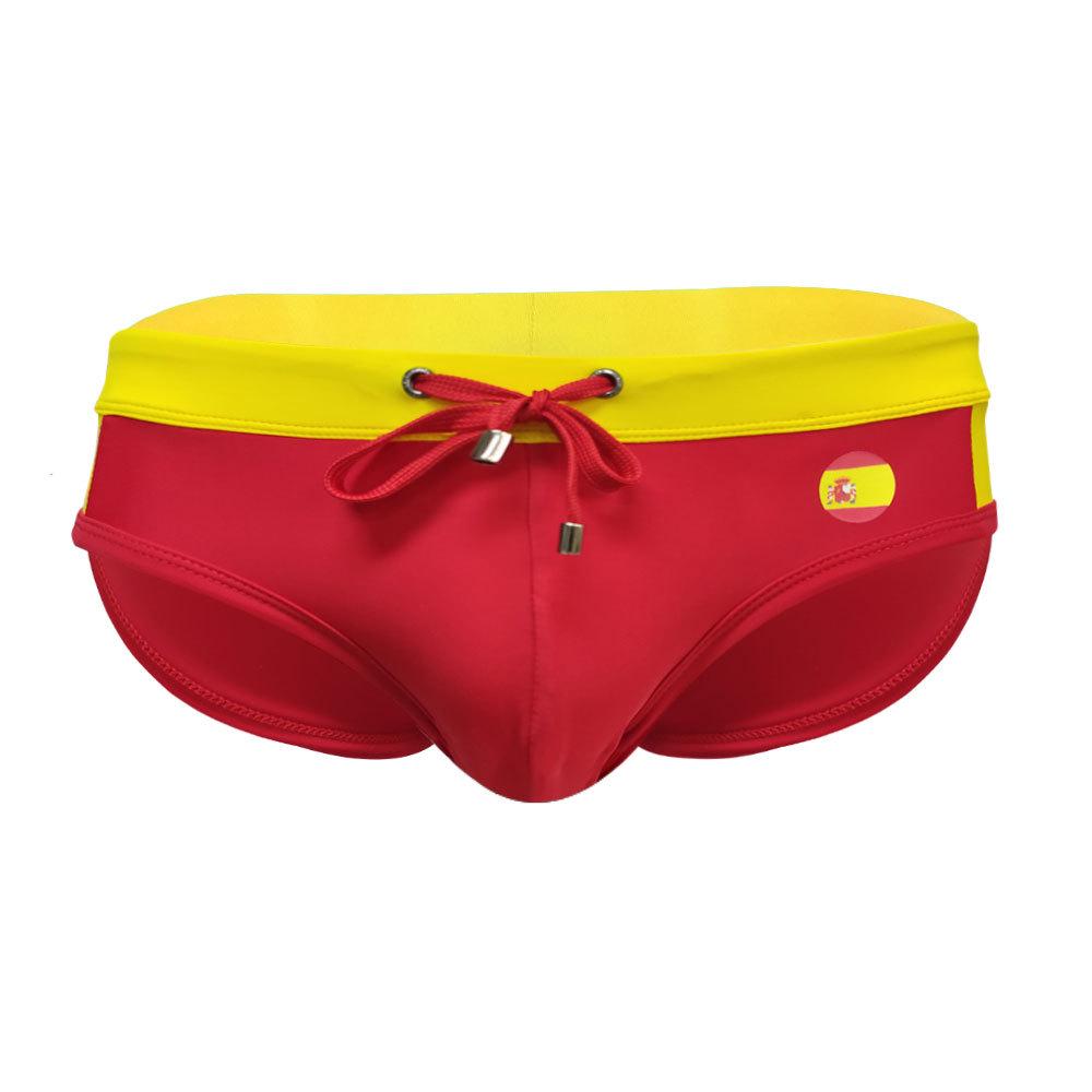 UXH Men's Colorblock Triangle Swim Briefs: Multi-Color, Flag-Inspired Design, Fitted and Sexy Shorts