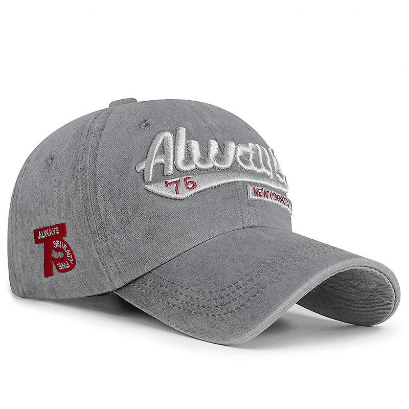 Men's Retro Washed Baseball Cap - European & American Style Embroidered Duckbill Sunshade