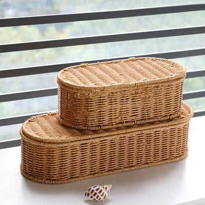Kunststoff Rattan Oval Aufbewahrungsbox Leichter Luxus Wein Geschenkbox Desktop Kleinobjekt Sortierkorb Aufbewahrungsbehälter
