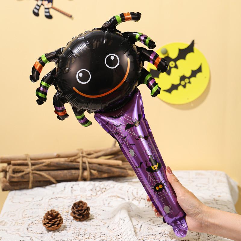 Halloween New Special-Shaped Medium Stick Baton Pumpkin Ghost Spider Holding Aluminum Film Funny Party Balloon