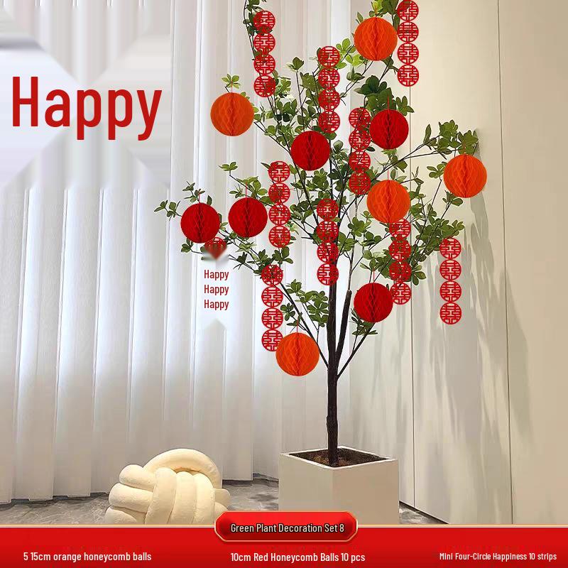 Double Happiness Paper Lanterns for Outdoor Wedding Tree Decorations
