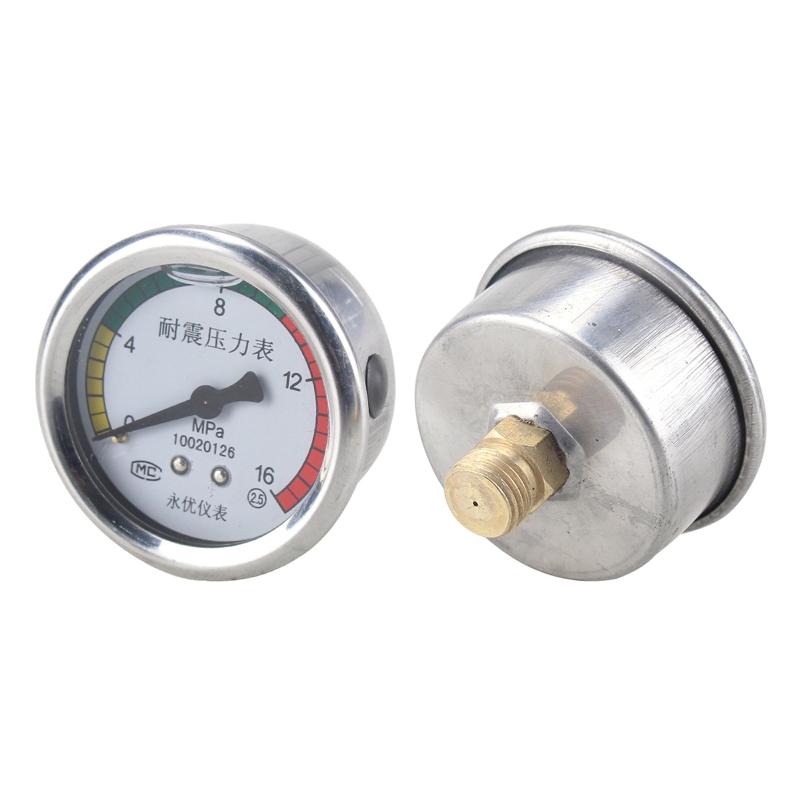 High Pressure Gauge with 14mm Outer Thread Metal Pressure Gauge Anti-knock Pressure Gauge Measuring Range 0-16 MPa