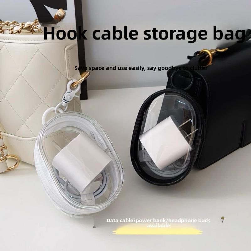 Transparent Data Cable Storage Bag, Travel Charger, Cable Management Protection, Visual Multi-purpose Organization Portable Bag
