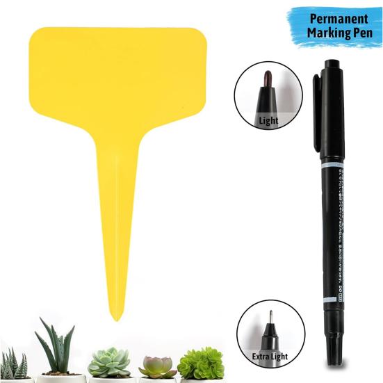 100Pcs T-Type Plant Tags Garden Labels Plastic Plant Marker Tags Waterproof Reusable Plant Labels with Marking
