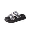 Ciabatte da Donna alla Moda con Paillettes Sandali da Spiaggia Estivi con Fondo Spesso a Punta Aperta Stile Coreano Leggere Comode Scarpe da Esterno