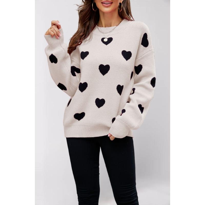 Winter new Valentine's Day love pullover women's knitted sweater women's large size loose sweater women