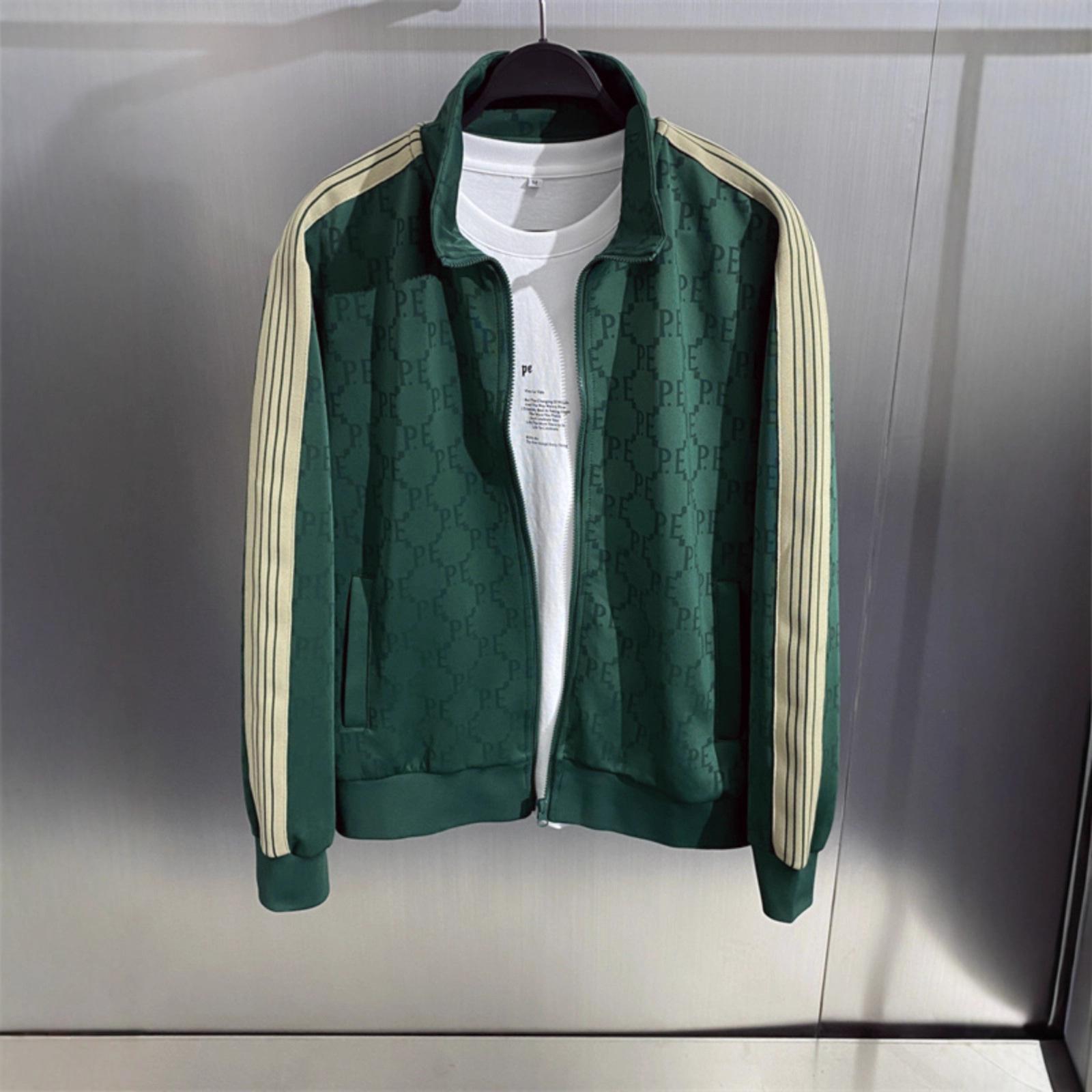 Winholder Men's Green Spring And Autumn Trendy Brand Stand-Up Collar High Street Korean Version Of Fashion Casual Jacket Cm