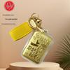 Pure Gold Keychain Pendant with Auspicious Words for New Year Blessings - Car or Phone Decor