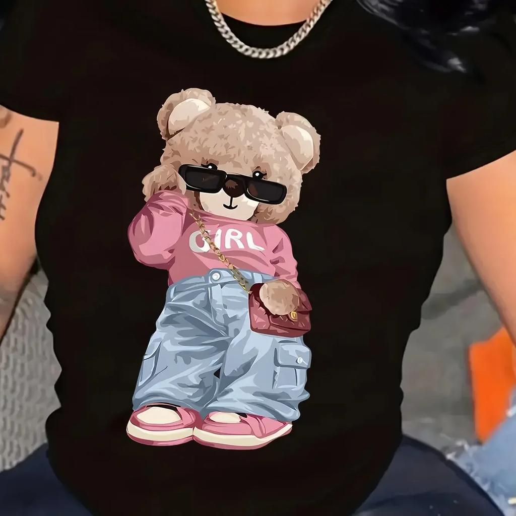 Novinka Krátký rukáv Kulatý výstřih Y2k Tričko Pánské oblečení Nové v Topy a trička Pánské tričko Camisetas Roztomilý potisk medvídka 70317