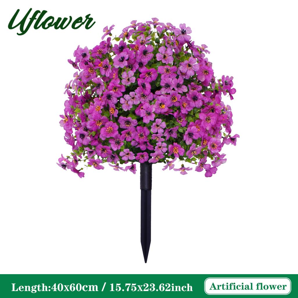 1/2PCS Artificial Violet Flower Balls with Stakes UV-Resistant Realistic Outdoor Decor for Garden, Porch, Patio, Wedding, Home