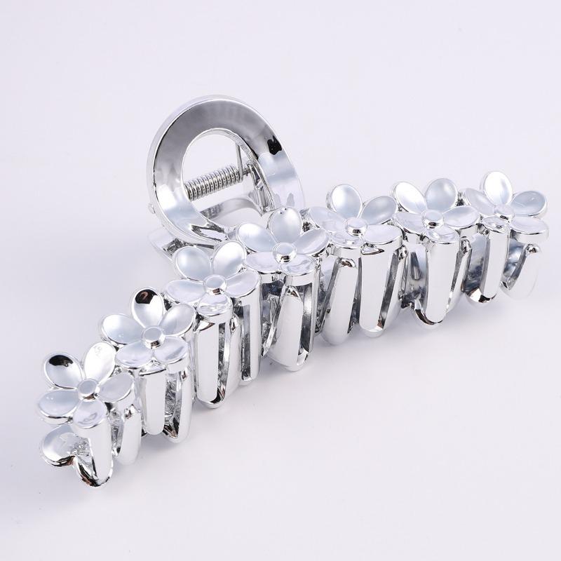New Style Hair Clip Imitation Metal Plated Grab Clip Silver Large Grab Clip High-grade Light Luxury Accessories Hair Accessories