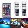 2X Auto Interior Decoration LED T10 W5W Atmosphere Car Light RGB Remote Controller Colorful Reading Door Side Marker Tail Backup