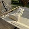 Zwei-Personen Boho Gartenhängematte, groß, stark, Schaukel, beige Spreizstange, 310x150