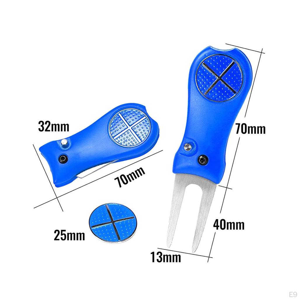Golf Divot Reparatur Werkzeug Rasen Zinke Klapp Edelstahl, Pitch Mark Gabel