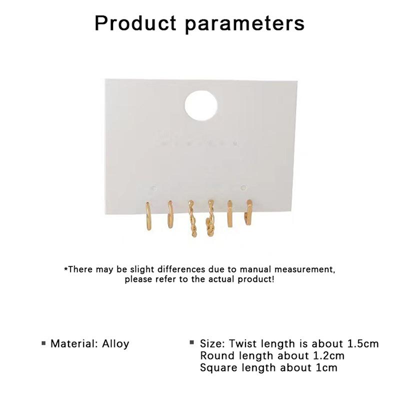 3Pairs/Set Simple Alloy Silvery Golden Geometric Circle Hoop Earrings For Couples Jewelry Gift